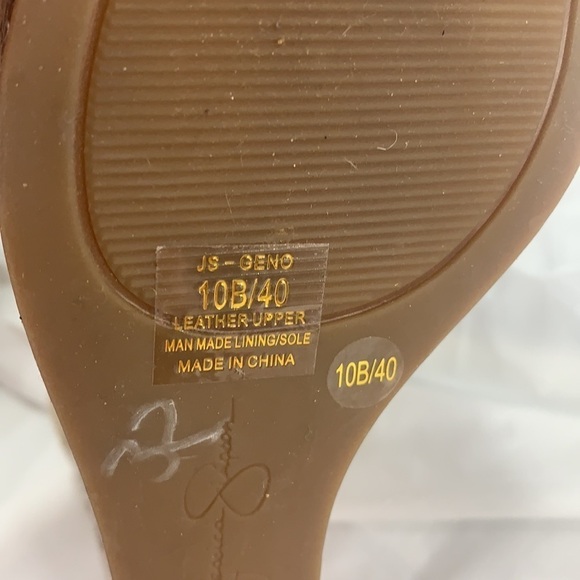 JESSICA Simpson Geno Cork look Platform Wedge Leather Studded Buckle Size 10B - Picture 12 of 12